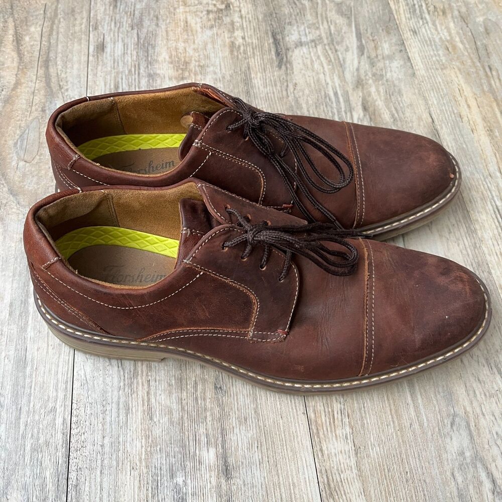 Florsheim Norwalk Plain Toe Oxford Brown Leather Shoes Comfortech Mens 9M Rustic
